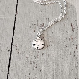 Sterling Silver Tiny Sand Dollar Charm Necklace, 18"