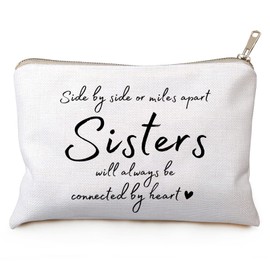 Sister Moving Away Gift Best Sister Makeup Bag Gift Birthday Gifts From Sister Long Distance Sister Gift Thinking of You Linen Cotton Clutch Bag