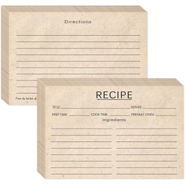 KTFNOMES 100 Count Recipe Cards, Recipe Cards 4x6 Rustic Kraft, 4x6 Recipe Cards Double Sided, Blank Recipe Cards for Bridal Shower and Wedding Recipe Box Gift