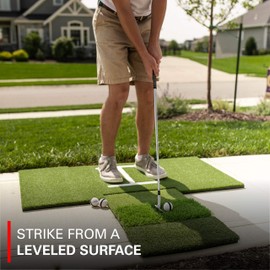 Rukket Tri-Turf Golf Hitting Mat Attack | Portable Driving, Chipping, Training Aids for Backyard with Adjustable Tees and Foam Practice Balls (Standing Mat (24" x 48"))