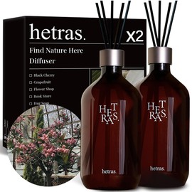 hetras Premium Reed Diffuser Set 16.9 fl.oz. 2 Pack | Flower Shop - Flowers & Green Grass Scent | Long-Lasting Luxury Fragrance with 10 Reed Sticks for Home & Office | Gifts for Loved One