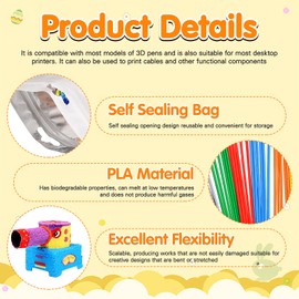 2.5 mm 3D Printing Pen Plastic Filament PCL 110 Pieces, 22 Colours 3D Pen Filament, 3D Pen Refill Packs for 3D Doodler Pens, 5 Printing Pen Refills for Each Colour, 15 cm Long Each