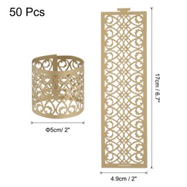 sourcing map 50Pcs Napkin Rings Laser Cut Foil Paper, Napkin Holder Hollow Napkin Bands for Weddings Party Serviette Table Decoration Restaurant (Dark Brown, 6.7 x 2")