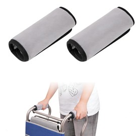 2 Pack Universal Walker Handle Cushion Pads, Soft Non-Slip Padded Hand Covers, Moisture Wicking Comfortable Grips for Walker, Rollator, Wheelchair Handle Mobility Accessory，Gery