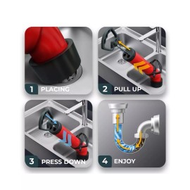 MEISTERFAKTUR Drain Blaster with 3 Attachments [68oz Volume] - High Pressure Air Plunger Fo...