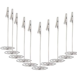 Soporte de tarjeta de mensaje de clip de nota de cables de metal de 10 piezas soporte de foto de clip de número de mesa de plata para boda, restaurante, Halloween