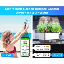Hydroponics Growing System Indoor Garden, Smart Indoor Herb Garden with Grow Light, in Door Gardening System 8 Pods, APP & WiFi Control, Auto Timer, Quiet Pump, Stainless, Gift for Women Mom, Gray