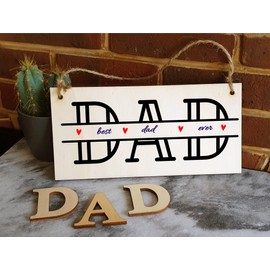 The Plum Penguin Handmade Wooden Hanging Wall Plaque Best Dad Ever Monogram Style Office Man Cave Sign