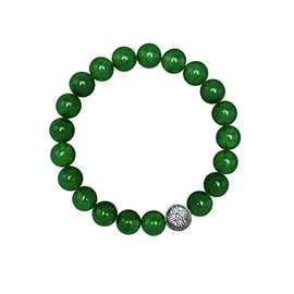 Forziani 8mm Spiritual Beads Green Jade Bracelet for Men - Natural Stone and Trident Symbol Beaded Bracelet - Energy and Clarity - Made in USA - Meaningful for Men