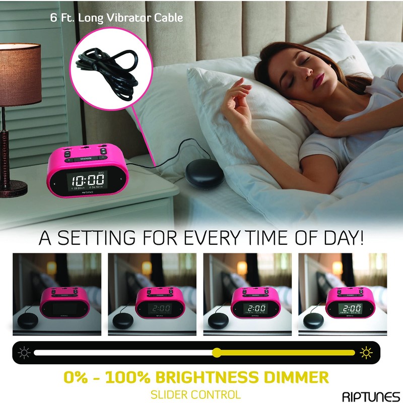 Riptunes Loud Alarm Clock with Bed Shaker for Heavy Sleepers
