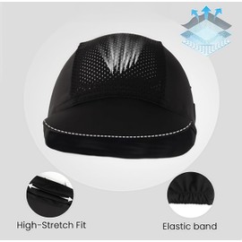 ZodiacZen Cycling Cap Spring Summer UV Protection Bicycle Underhelmet Cap for Outdoor Sports, black, Unit size