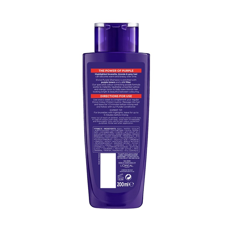 L'Oreal Paris Elvive Colour Protect Anti-Brassiness Purple Shampoo, 200ml