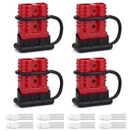 Uddick 4PCS 175A 1/0-4 Gauge Battery Cable Quick Connect/Disconnect Connector Plug Kit with 4 Dust Cover for Car Forklift Motor Winch Trailer (Red 4AWG)