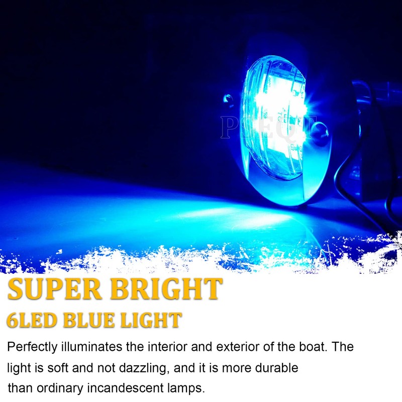 PSEQT 4pc 3" Marine Blue LED Boat Deck Courtesy &