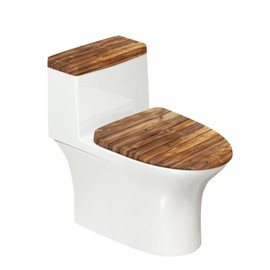 KUIFORTI Brown Wooden Toilet Cover Lid Set 2 Pack Toilet Tank Cover Washable Bathroom Accessory Set Fits Most Round,Elongated and Oblong Lids