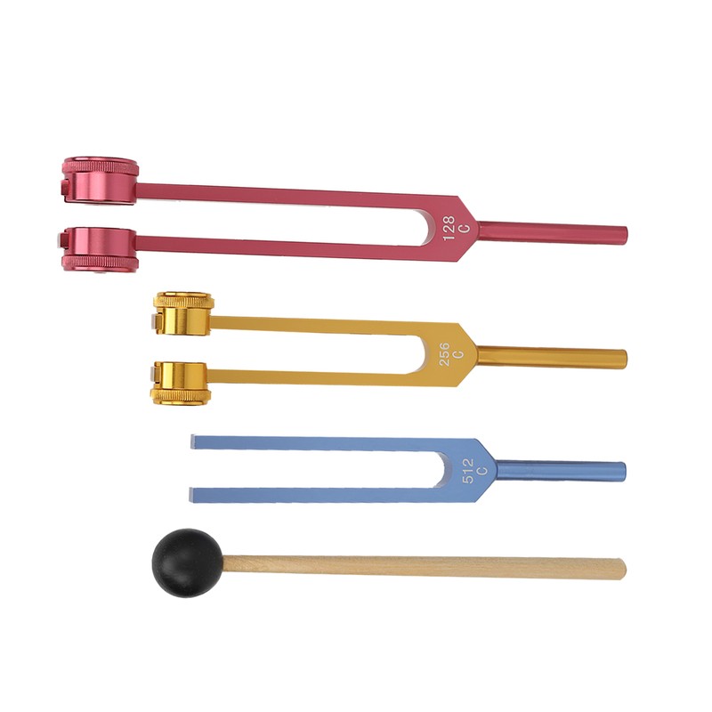 Tuning Forks Set for Healing with Mallet 3 Color Weighted