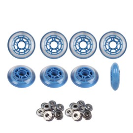Player's Choice Roller Hockey Wheels 80mm 78A Soft Inline Skate Blue 8 Pack with ABEC 9 Bearings