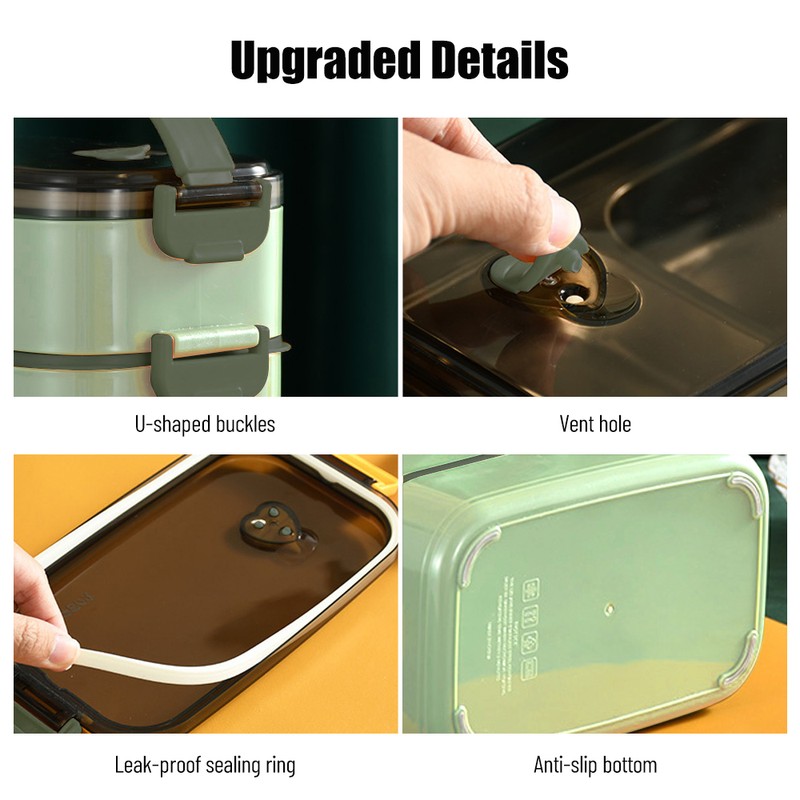 1.4L Detachable Lunch Box 304 Stainless Steel Double Layer 3