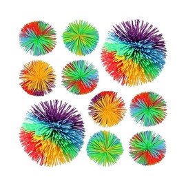 10 Pieces Colorful Monkey Stringy Balls 6cm Sensory Fidget Toy Stress Balls Rainbow Pom Ball Active Toys with Drawstring Bag