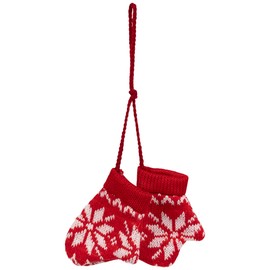 4" Red and White Nordic Knit Mittens Christmas Ornament
