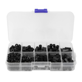 300pcs M3 Nylon Black Hex Spacer Screw Nut Standoff Accessories Assortment Kit Male to Female