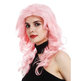 WIG ME UP - WL-3010-T2333 Women's Wig Star Diva Long Wavy Voluminous Toupeed 80s Light Pink