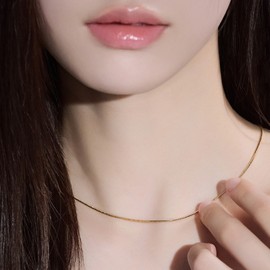 Gold&Deer 14KGP Daily Simple Snake Rope Necklace White Gold / 골드앤디어 14KGP 데일리 심플 뱀줄 목걸이 화이트골드