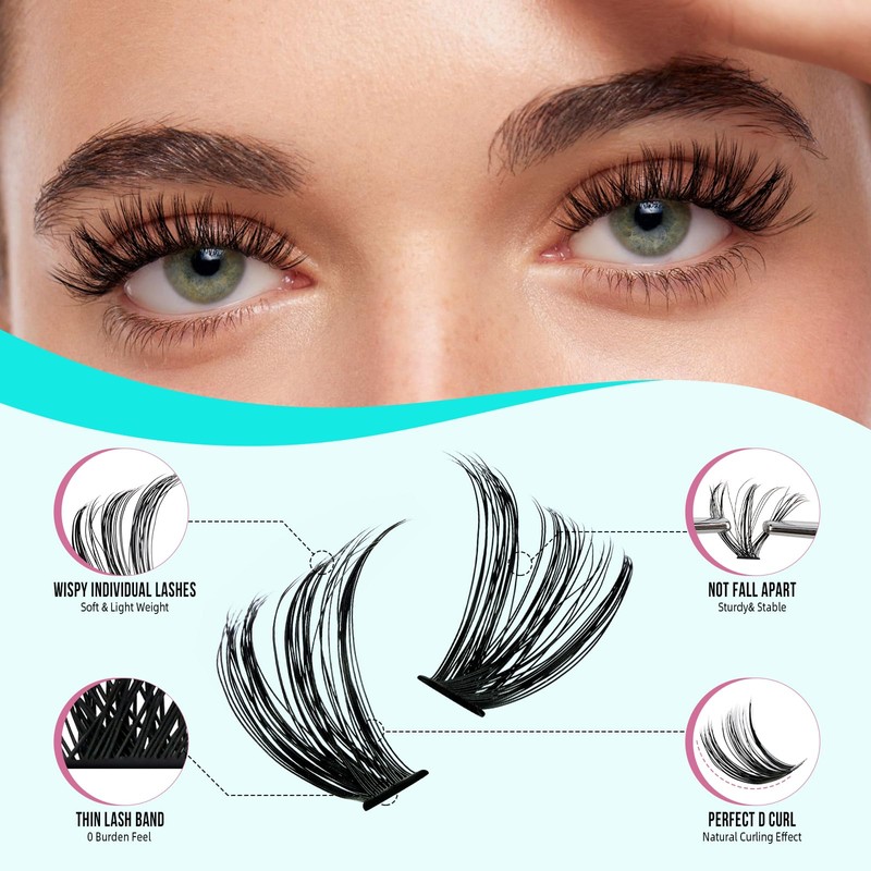 Wispy Eyelash Clusters, 280 Pieces, 40D Eyelash Clusters, 9-16 mm