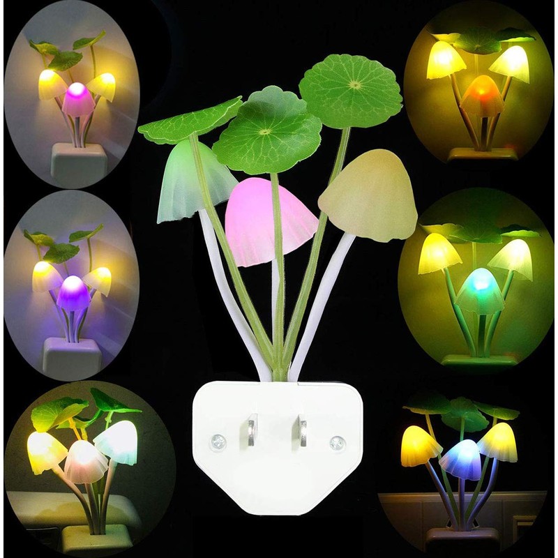 [2 Pack] Plug in Wall LED Mushroom Night Light Lamp