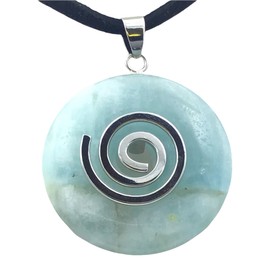 Steinfixx® - Premium Aquamarine Blue Donut Optional Necklace with Silver or Gold Pendant and 80 cm Leather Cord Healing Stone Gemstone Chakra Stone, Crystal Gemstone Crystal gemstone Aquamarine Blue,
