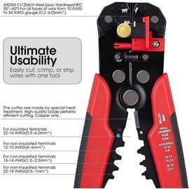 Automatic Wire Stripper 3 in 1 Self Adjusting Wire Cutter for Electric Stripping Cable Cutting Crimping Tool 10-24AWG