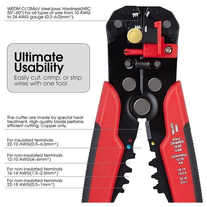 Automatic Wire Stripper 3 in 1 Self Adjusting Wire Cutter