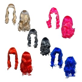 12 Peluca Larga Color Disfraz Cosplay Fantasia Fiesta Color Surtidos