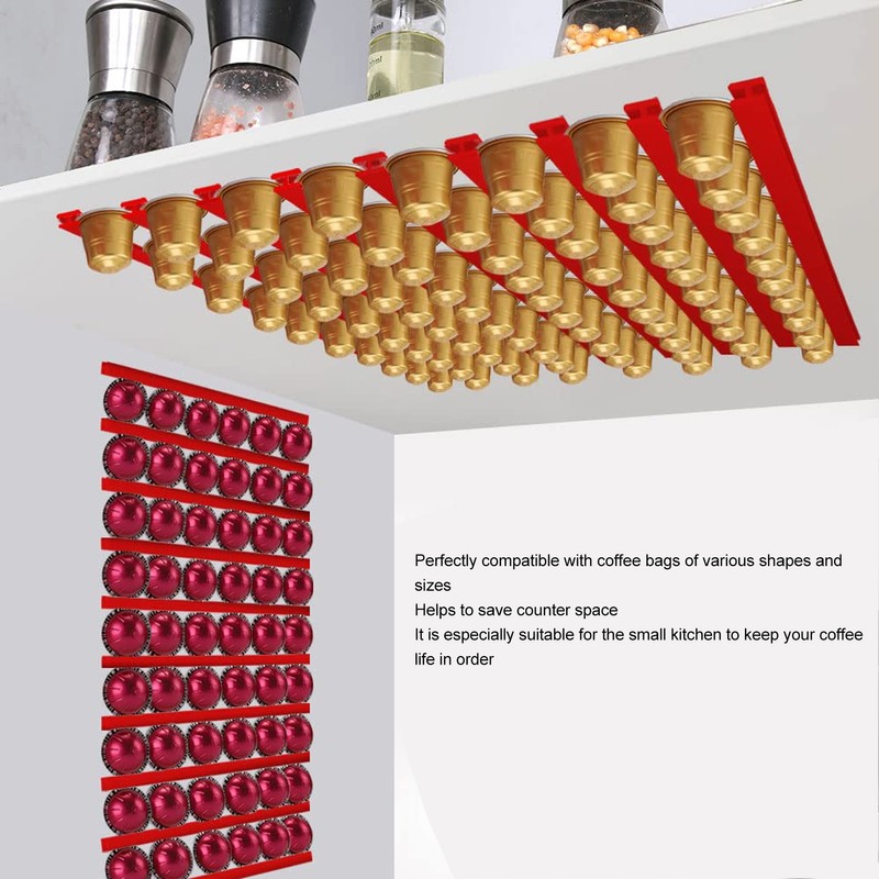 Red Wall Mounted Coffee Pod Holder Home Kitchen Under Cabinet