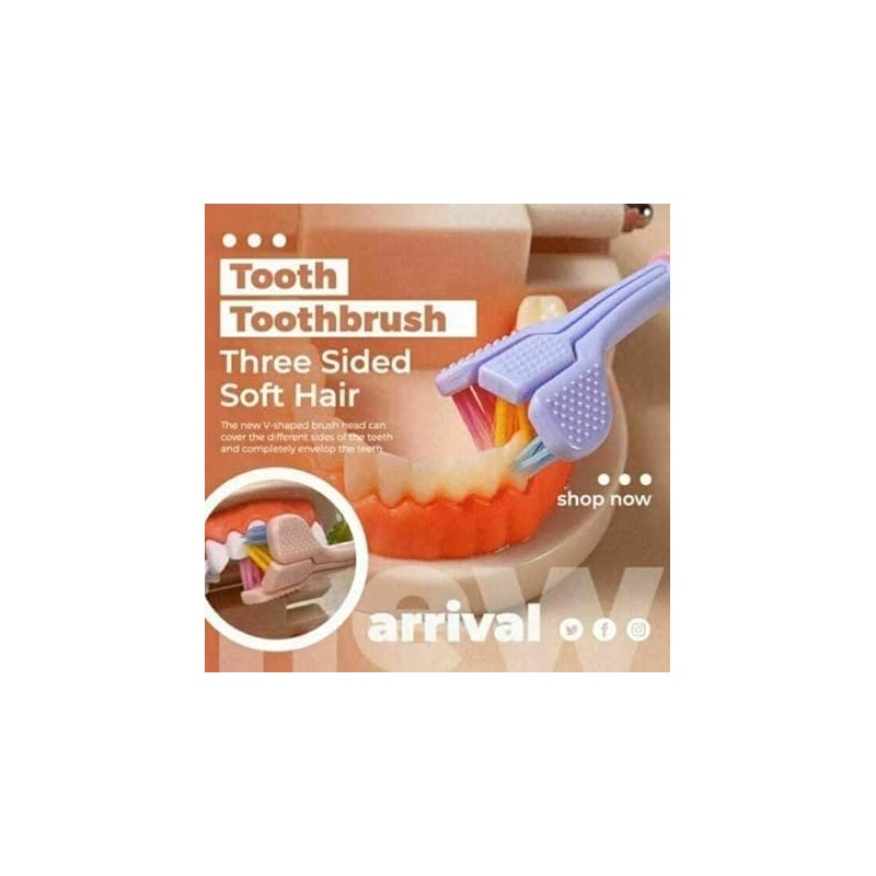 GANPUB 2 Pcs Three-Sided Soft Hair Toothbrush, Deeply and Thoroughly