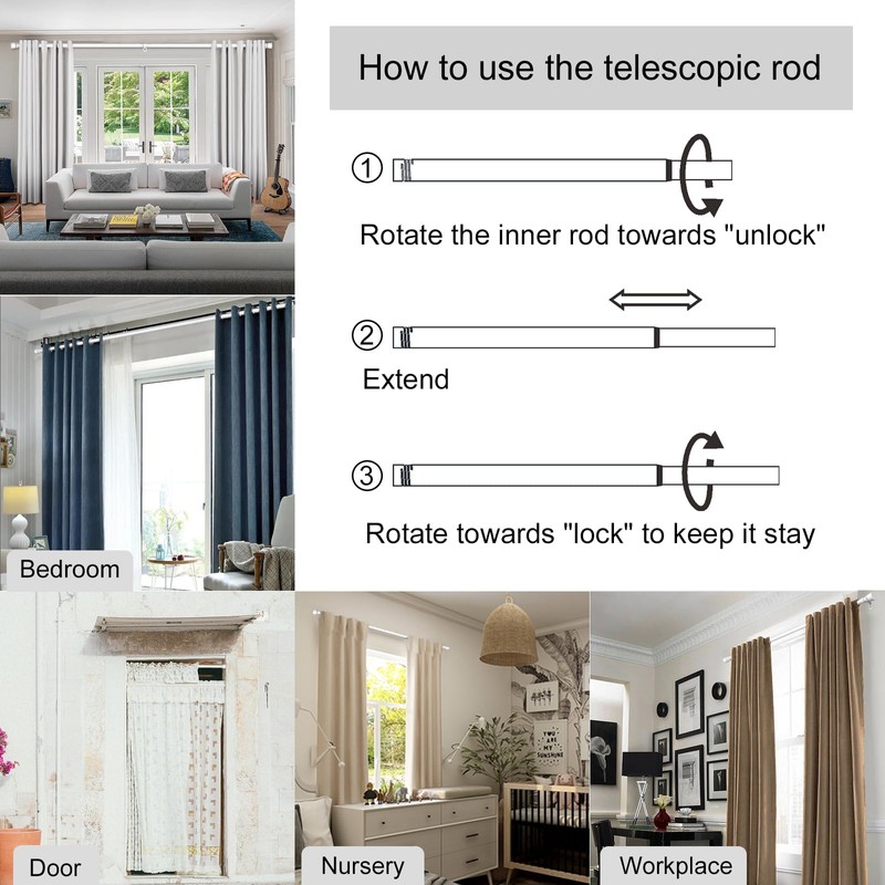 Byondeth Curtain Rods for Windows 16 to 120 Inches Adjustable