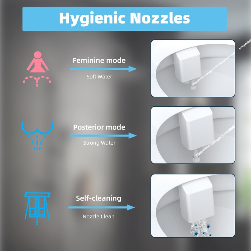 Hibbent Bidet Attachment for Toilet, Hot and Cold Water Spray