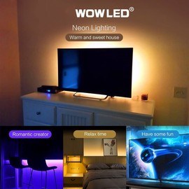 WOWLED 2 Meters 5 V USB Powered Controller Waterproof LED Strip Light, Multi Colour RGB LED TV Backlight for Flat Screen HDTV LCD Desktop PC Monitor Outdoor