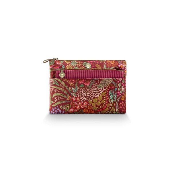 Pip Studio Caryn Querida Combi Cosmetic Bag Red, Velvet Red