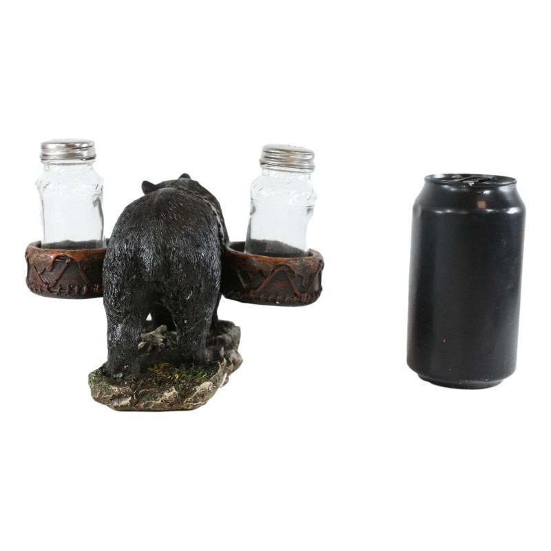 Ebros Gift Rustic Black Bear Carrying Saddlebags Holder With Glass