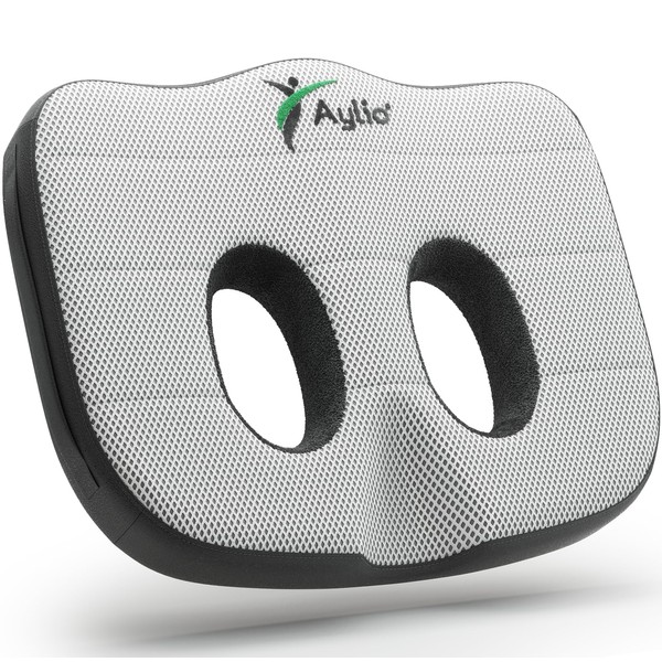 Aylio Socket Seat Cushion for Sit Bone and Back Pain Relief, Butt, Tailbone, Hip, Hamstring, Posture Support - Memory Foam Comfort Ischial Tuberosity Pillow for Desk Chair or Car