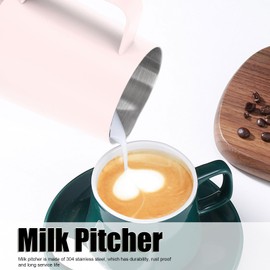 YYQTGG Milk Frothing Pitcher, Pointed Mouth 310ml 304 Stainless Steel Milk Frother Cup Cappuccino Espresso Machine Accessories for Barista Coffee Bar for Latte Art (Pink)