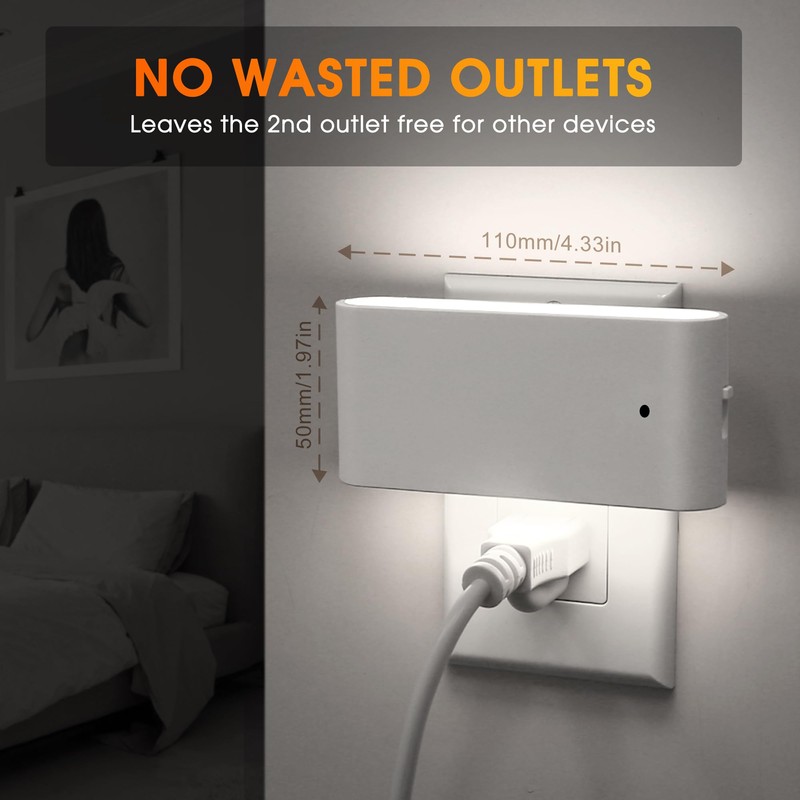 Briignite Night Lights Plug into Wall, 2 Pack, LED Night
