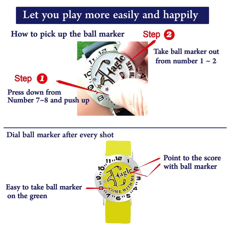E TRUEE Golf Ball Marker with Golf Stroke Counter Bracelet,