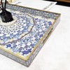Umisriro Boho Decorative Tray, Modern Blue Serving Tray with Handles,