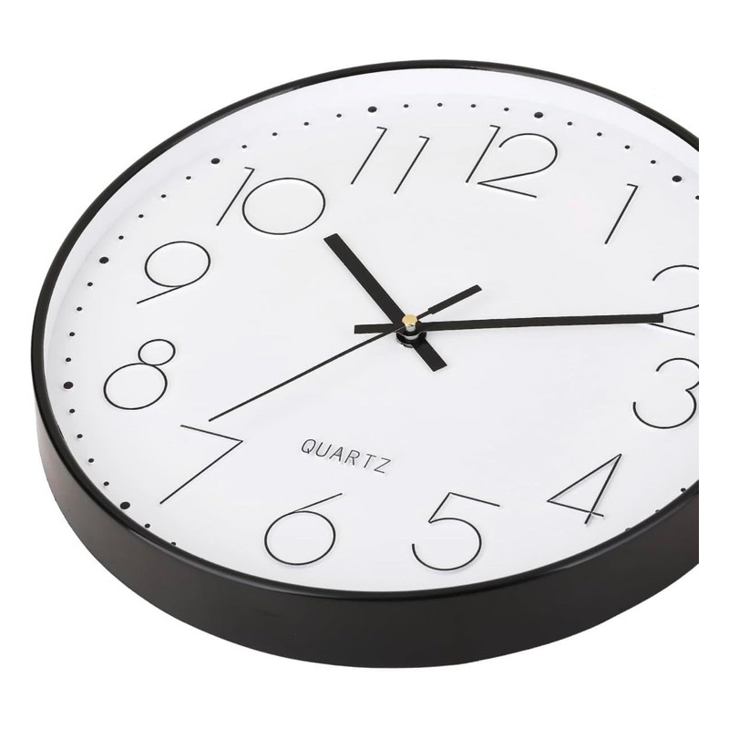 Bargain Lovers Black Wall Clock 12 Inch | Non-ticking Silent
