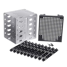 Spacesea 5.25 Inch to 5 x 3.5 Inch SATA HDD Cage Rack Hard Drive Disk Enclosure Disk Tray Adapter