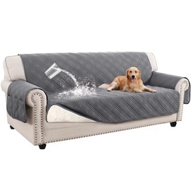 Turquoize Waterproof Couch Cover for Dogs Large Sofa Covers Washable Couch Covers for 3 Cushion Couch Sofa Non-Slip Pet Couch Covers for Sofa Furniture Covers for Pets, Kids,Dog (XL Sofa 78", Gray)
