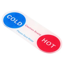 PATIKIL 1 Pair / 2 Pieces Self Stick Hot/Cold Water Label Acrylic Oval Sticker Signs for Taps Sink Red Blue