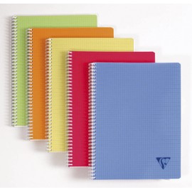 Clairefontaine - Ref 328325C - Linicolor Wire bound Notebook (50 Sheets) - 24x32cm Size, 90gsm Brushed Vellum Paper, Polypro Cover, Squared Ruling - Assorted Colours (Pack of 10)